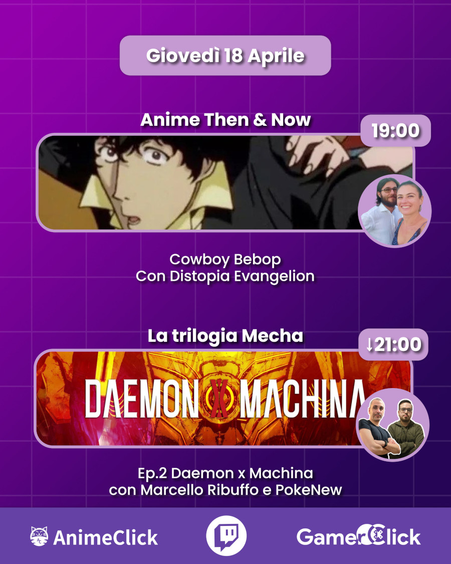 AnimeClick e GamerClick su Twitch: programma dal 15 al 21 aprile AnimeClick e GamerClick su Twitch: programma dal 15 al 21 aprile
